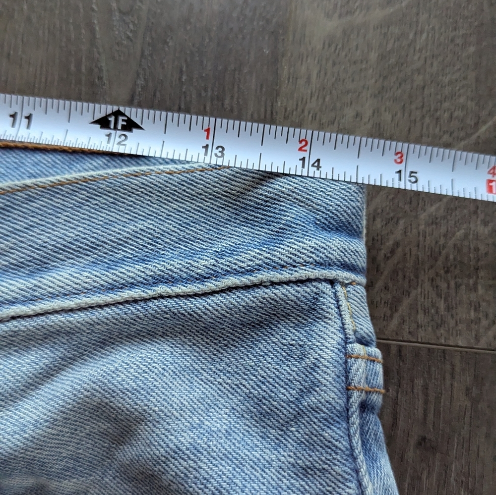 Levi's 501 Cropped Raw Hem Distressed Light Wash Button Fly Jeans - Picture 12 of 15